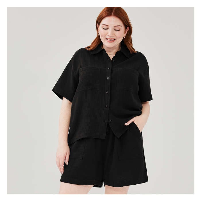 Women+ Gauze Button-Up Shirt